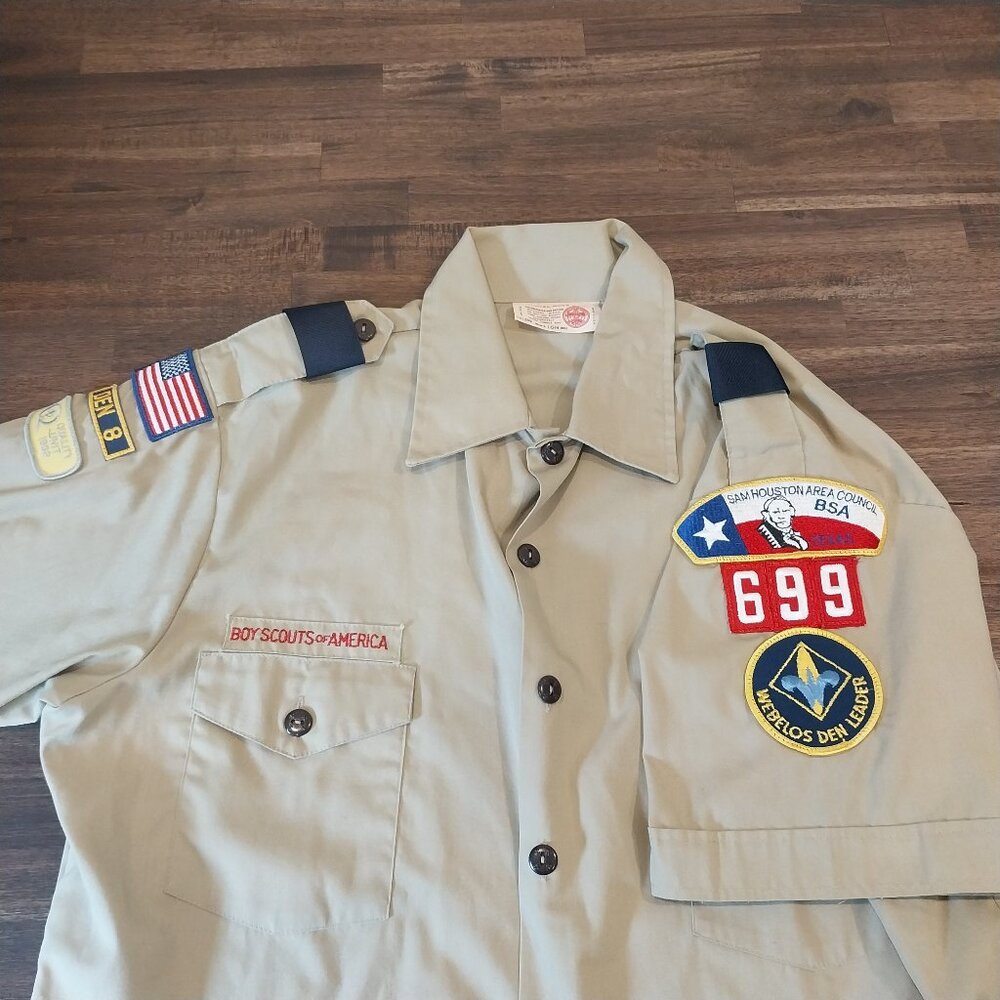 Vintage 90's Boy Scouts of America Official Shirt Mens Large Beige Texas US Made